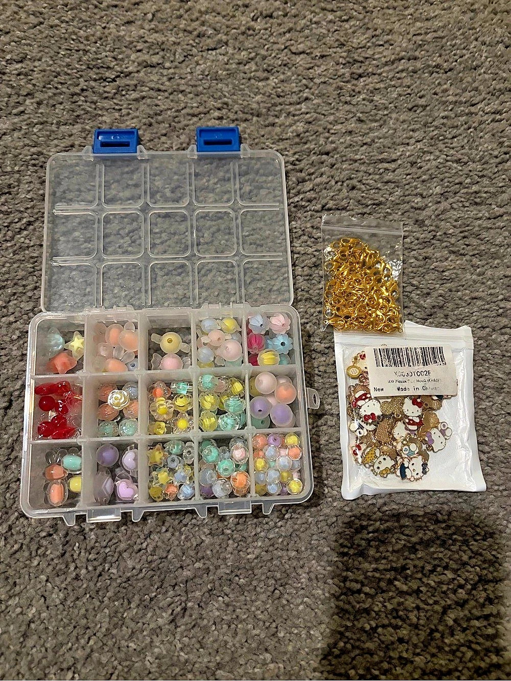 Assorted Beads Charms & Gold Chain Craft Supply Kit